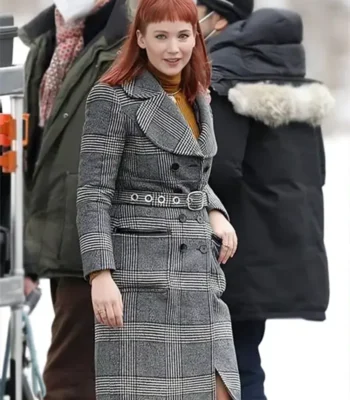 Jennifer Lawrence Don’t Look Up Long Trench Checked Coat