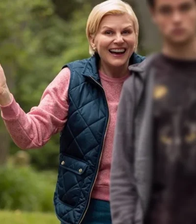 Jennifer Robertson Ginny and Georgia S03 Blue Puffer Vest