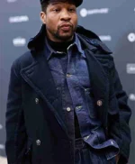 Jonathan Majors Magazine Dreams Blue Wool Long Coat