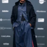 Jonathan Majors Magazine Dreams Blue Wool Long Coat