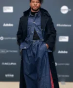 Jonathan Majors Magazine Dreams Blue Wool Long Coat