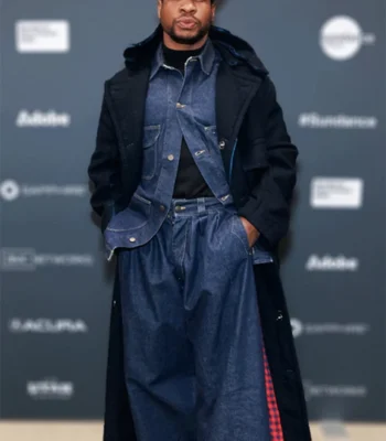 Jonathan Majors Magazine Dreams Blue Wool Long Coat