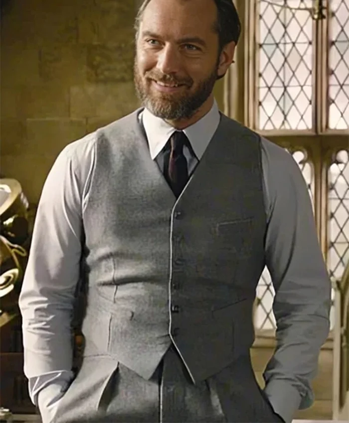 Jude Law Fantastic Beasts 2 Grey Wool Vest Jude Law Fantastic Beasts 2 Grey Wool Vest