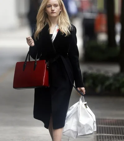 Julia Garner Inventing Anna Black Robe Long Coat