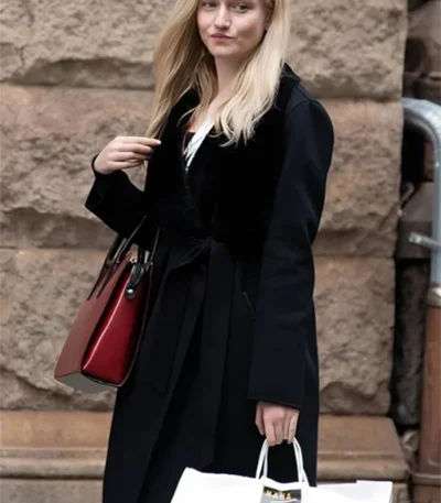Julia Garner Inventing Anna Black Robe Long Coat
