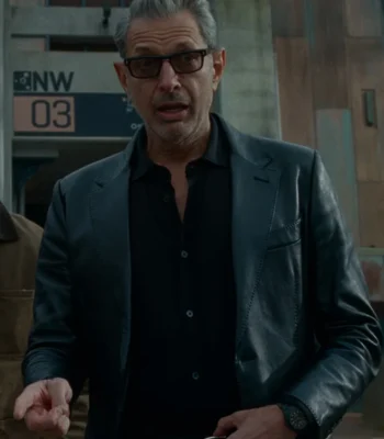 Jurassic World 3 Dominion Ian Malcolm Black Leather Coat