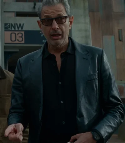 Jurassic World 3 Dominion Ian Malcolm Black Leather Coat