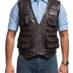 Jurassic World Chris Pratt Brown Leather Utility Vest