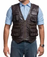 Jurassic World Chris Pratt Brown Leather Utility Vest
