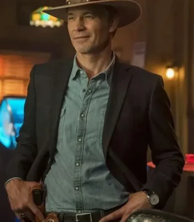 Justified City Primeval 2023 Timothy Olyphant Black Blazer