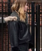 Chicago PD Katy Wilson Black Fur Hooded Jacket