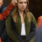 Killing Eve Villanelle Rib-Knitted Collar Green Fleece Jacket