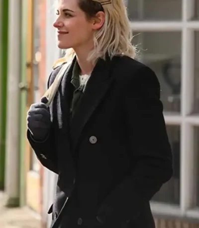 Happiest Season Kristen Stewart Black Trench Coat