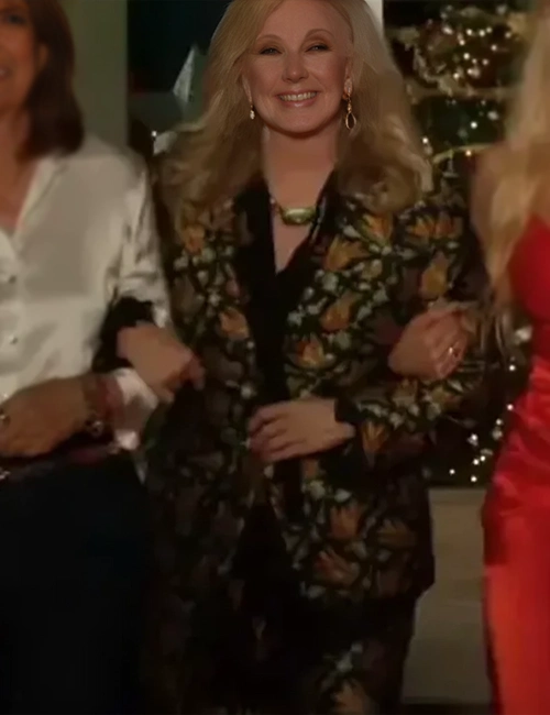 Ladies Of The ’80s A Divas Christmas Morgan Fairchild Black Printed Suit Ladies Of The ’80s A Divas Christmas Morgan Fairchild Black Printed Suit