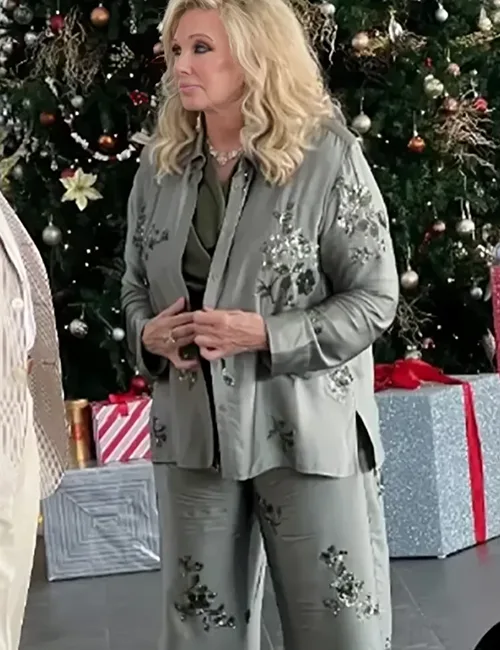 Ladies Of The ’80s A Divas Christmas Morgan Fairchild Grey Sequin Work Suit Ladies Of The ’80s A Divas Christmas Morgan Fairchild Grey Sequin Work Suit