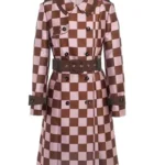 Lily Collins Emily In Paris S04 Pink Brown Checkered Trench Coat
