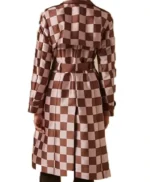 Lily Collins Emily In Paris S04 Pink Brown Checkered Trench Coat