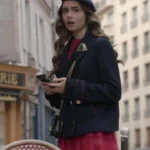 Lily Collins Emily in Paris Blue Wool Coat