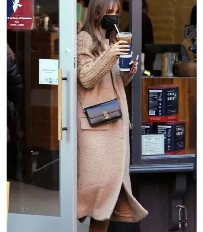Lily Collins Emily in Paris S03 Long Beige Wool Coat