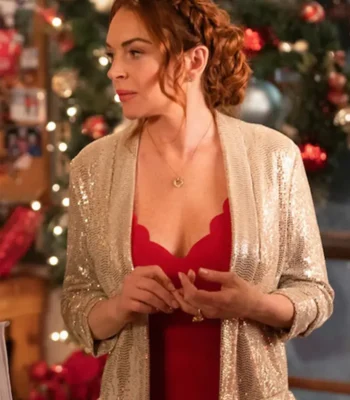 Lindsay Lohan Falling For Christmas Sequin Blazer