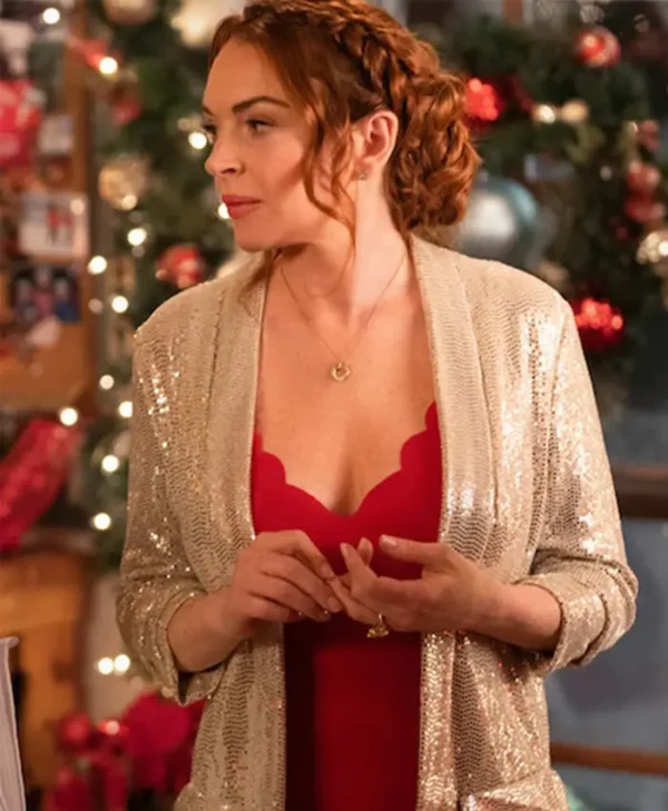Lindsay Lohan Falling For Christmas Sequin Blazer