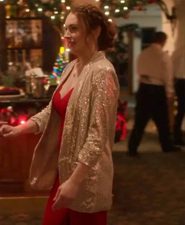 Lindsay Lohan Falling For Christmas Sequin Blazer