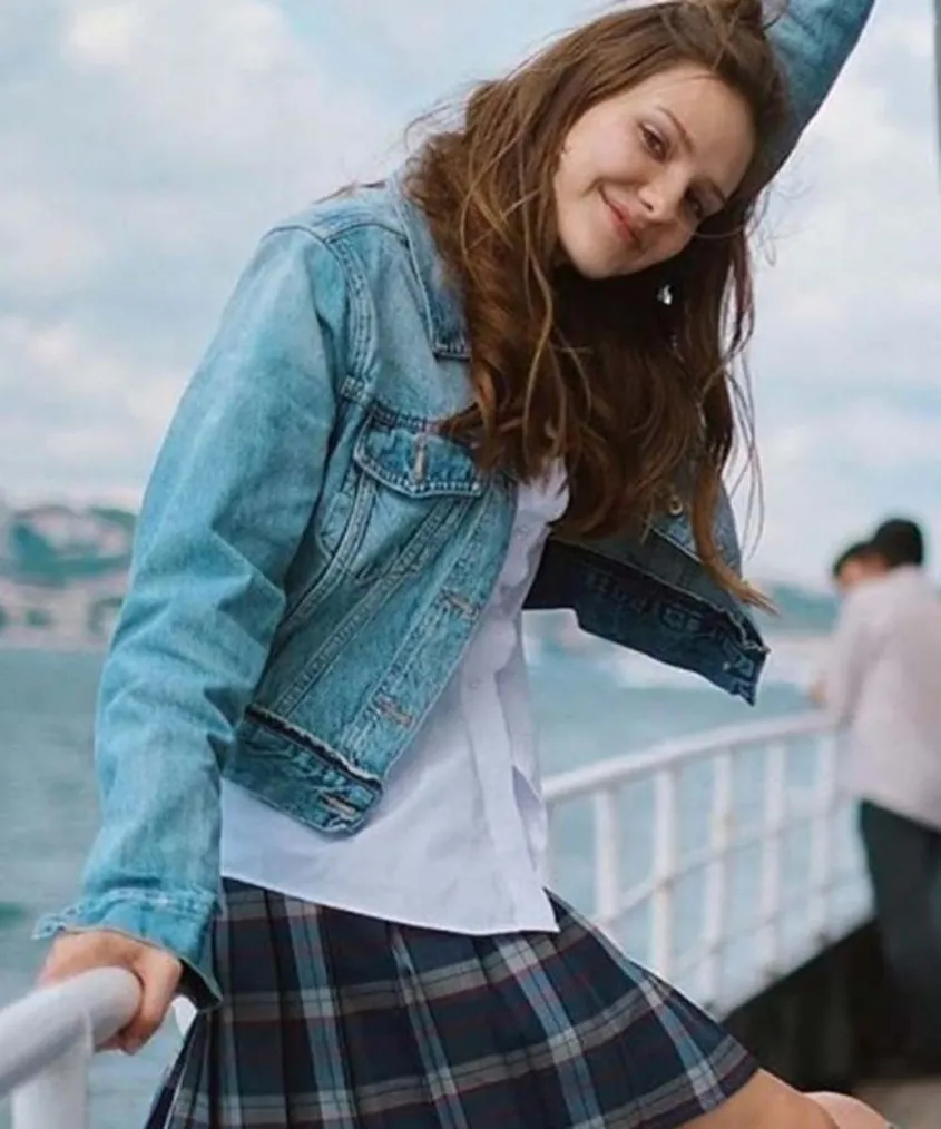 Love 101 Eda Blue Cropped Denim Trucker Jacket Love 101 Eda Blue Cropped Denim Trucker Jacket