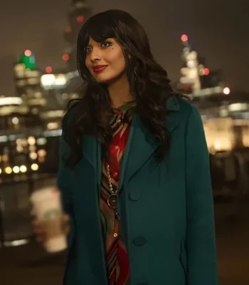Love At First Sight 2023 Jameela Jamil Green Wool Coat