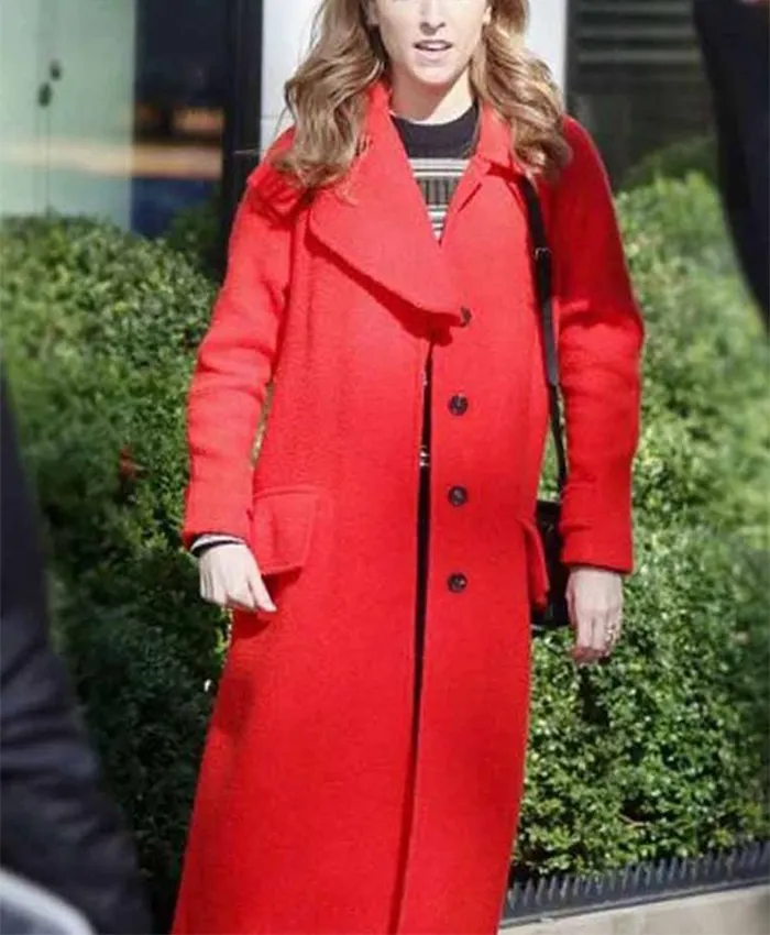 Love Life Darby Carter Red Wool Trench Coat Love Life Darby Carter Red Wool Trench Coat