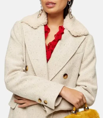 Love Life Sara Yang Fur Collar Trench Wool Coat