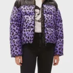 Love Life Sara Yang Purple Black Leopard Puffer Jacket