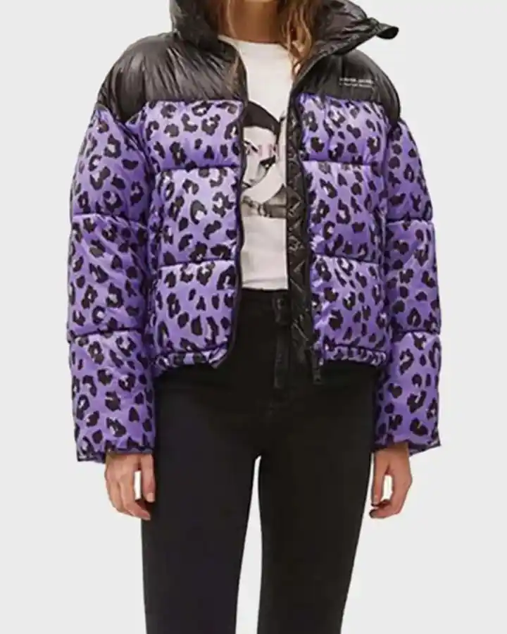 Love Life Sara Yang Purple Black Leopard Puffer Jacket Love Life Sara Yang Purple Black Leopard Puffer Jacket