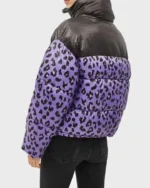 Love Life Sara Yang Purple Black Leopard Puffer Jacket