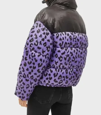 Love Life Sara Yang Purple Black Leopard Puffer Jacket
