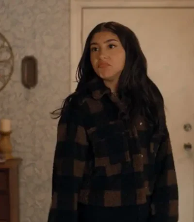 Love, Victor S03 Pilar Salazar Brown Checkered Jacket