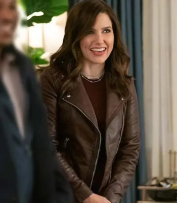 Love Victor Veronica Lapel Style Collar Brown Leather Jacket