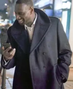 Lupin Omar Sy Navy Blue Long Trench Coat