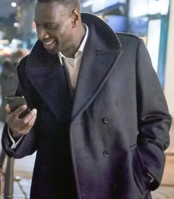 Lupin Omar Sy Navy Blue Long Trench Coat