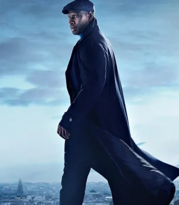 Lupin Omar Sy Navy Blue Long Trench Coat