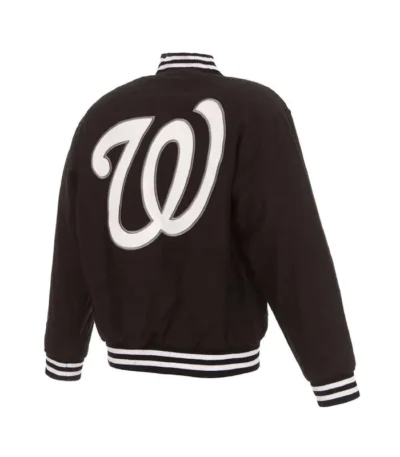 Washington Nationals Black Letterman Wool Jacket