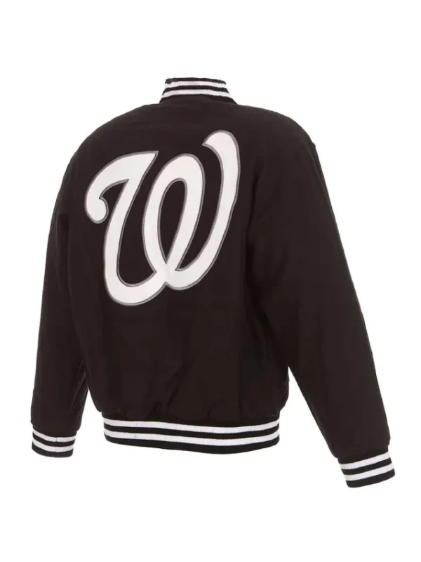 Washington Nationals Black Letterman Wool Jacket