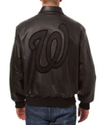 Washington Nationals Bomber Letterman Leather Jacket