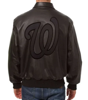 Washington Nationals Bomber Letterman Leather Jacket