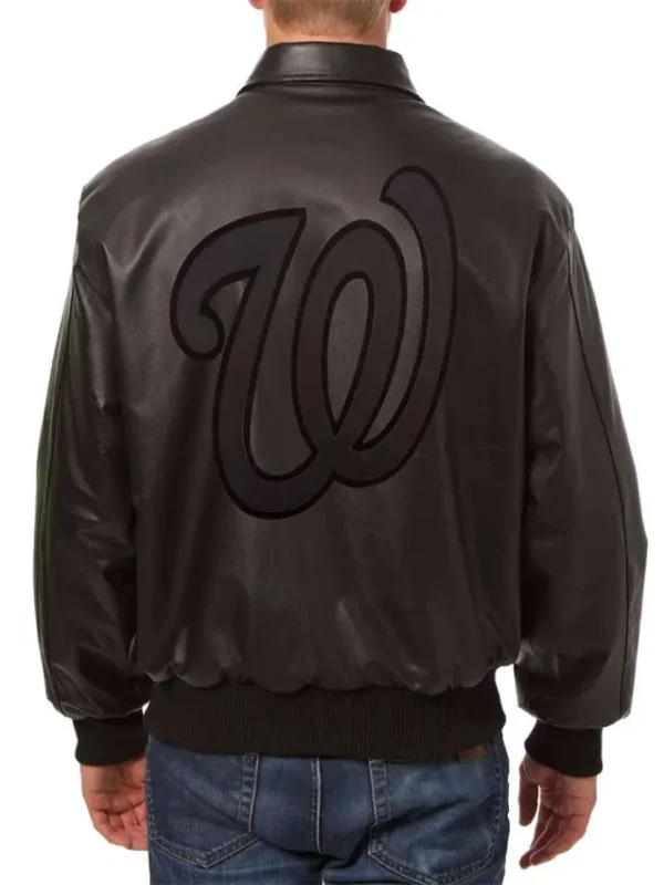 Washington Nationals Bomber Letterman Leather Jacket