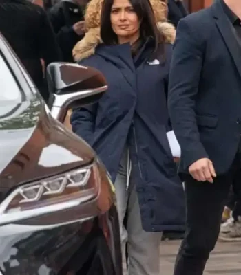 Magic Mike’s Last Dance 2023 Salma Hayek Parka Blue Coat