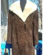 Marie Persian Lamb Coat Dark Brown with Mink Collar