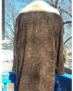 Marie Persian Lamb Coat Dark Brown with Mink Collar