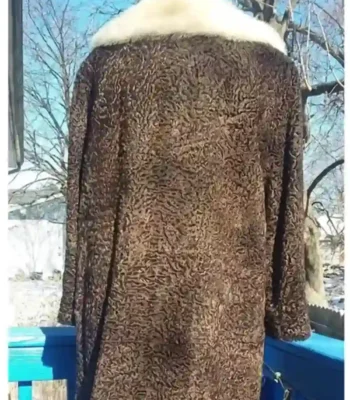 Marie Persian Lamb Coat Dark Brown with Mink Collar