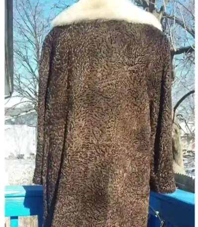 Marie Persian Lamb Coat Dark Brown with Mink Collar