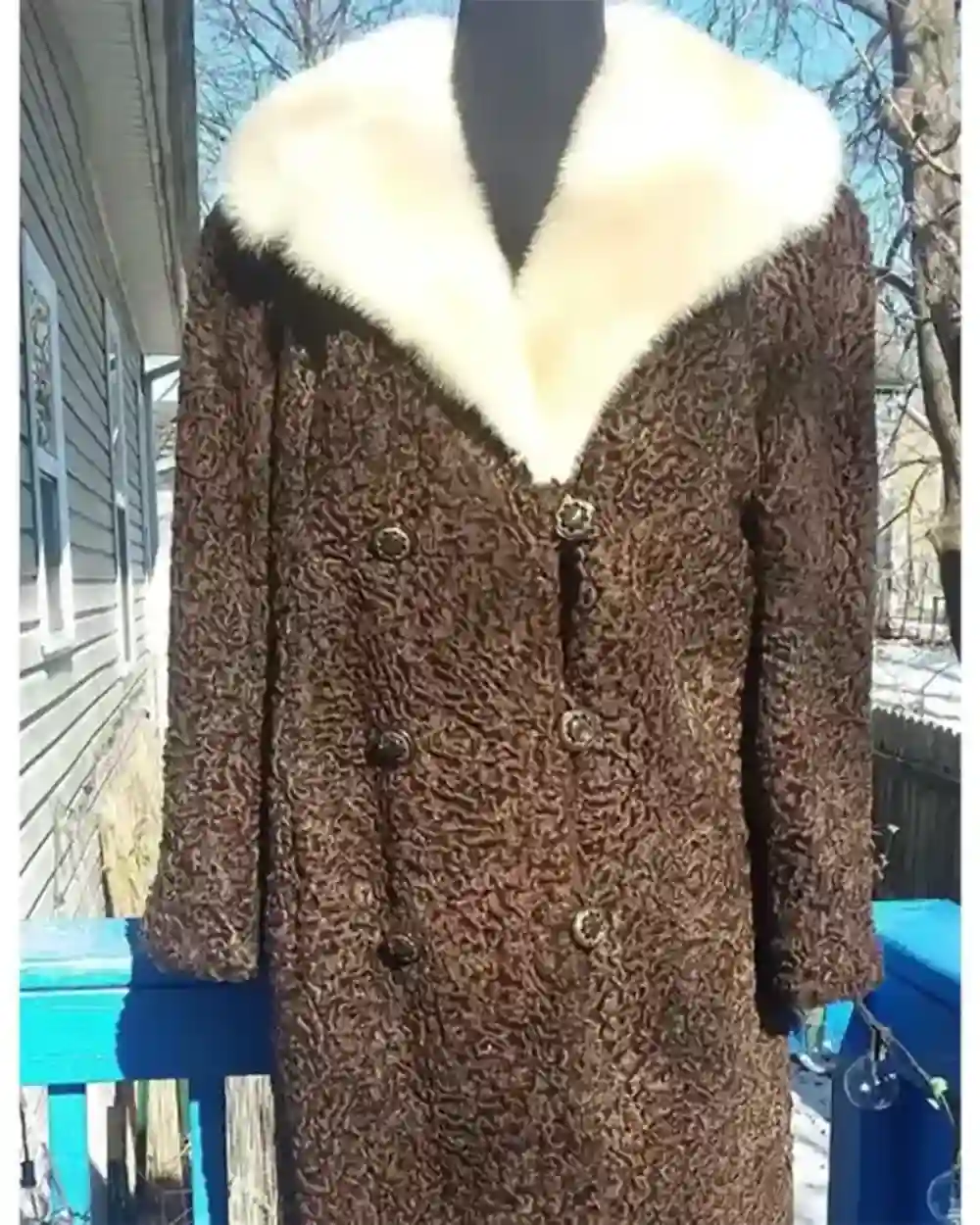 Marie Persian Lamb Coat Dark Brown with Mink Collar Marie Persian Lamb Coat Dark Brown with Mink Collar